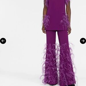 Elie Saab Vibrant Purple Feathered pants and matching top